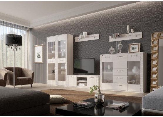 Витрина "Элана" гостиная Бодега белая, МебельГрад