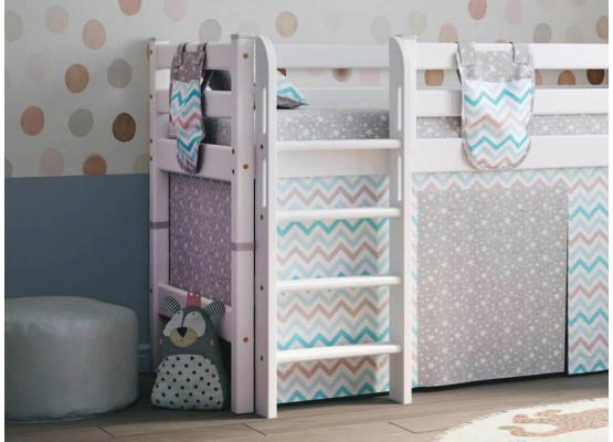 Вариант 11 Низкая кровать "Соня" с прямой лестницей Белый, МебельГрад