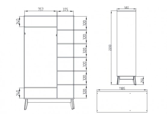 Шкаф трёхдверный спальня "Калгари", МебельГрад