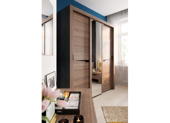 Шкаф 3 дв. с раздвижными дверями "Соренто" спальня Дуб стирлинг, МебельГрад