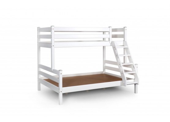 Кровать двухъярусная с наклонной лестницей "Адель" Белый полупрозрачный, МебельГрад