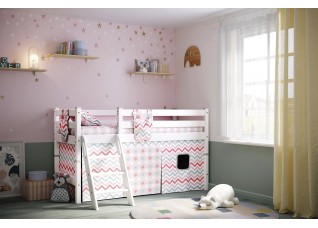 Вариант 12 Низкая кровать"Соня" с наклонной лестницей Белый