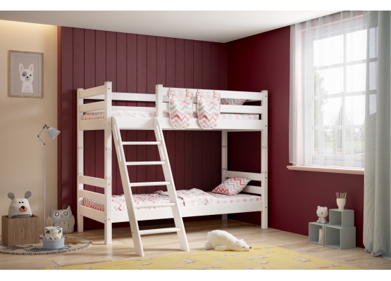 Вариант 10 Двухъярусная кровать "Соня" с наклонной лестницей Белый, МебельГрад