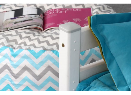 Кровать двухъярусная с наклонной лестницей "Адель" Белый полупрозрачный, МебельГрад