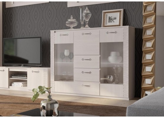 Комод с баром "Элана" гостиная Бодега белая, МебельГрад