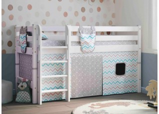 Штора для низкой кровати Соня Зигзаг небесный/Звездопад на сером