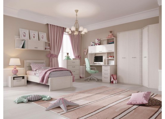 Кровать 900 "Элана" спальня Бодега белая, МебельГрад