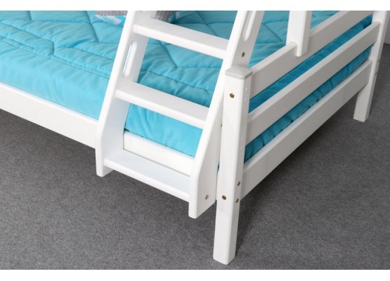 Кровать двухъярусная с наклонной лестницей "Адель" Белый полупрозрачный, МебельГрад