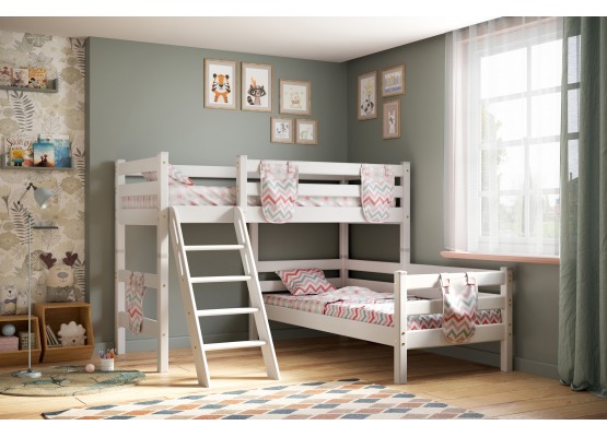 Вариант 8 Угловая кровать "Соня" с наклонной лестницей Лаванда, МебельГрад