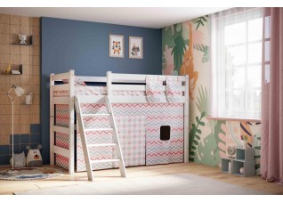 Штора для полувысокой кровати Соня Зигзаг коралловый/Пряники коралловый