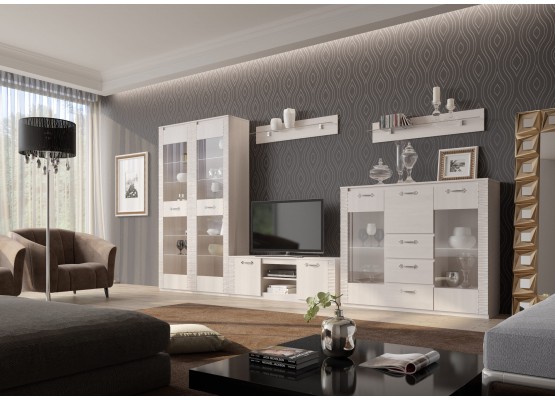 Шкаф двухдверный "Элана" гостиная Бодега белая, МебельГрад