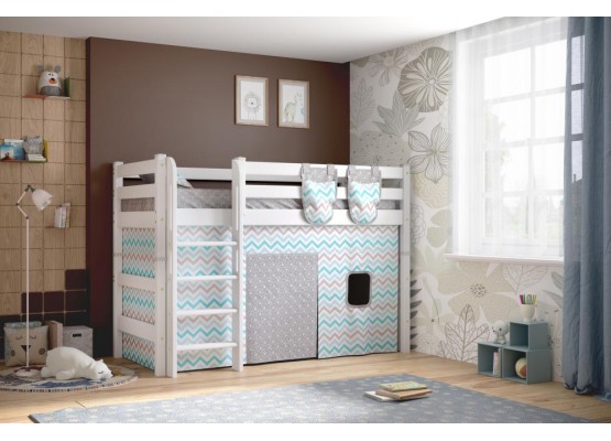 Вариант 5 Полувысокая кровать "Соня" с прямой лестницей Белый, МебельГрад