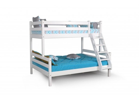Кровать двухъярусная с наклонной лестницей "Адель" Белый полупрозрачный, МебельГрад