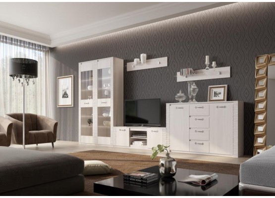 Шкаф угловой "Элана" гостиная Бодега белая, МебельГрад