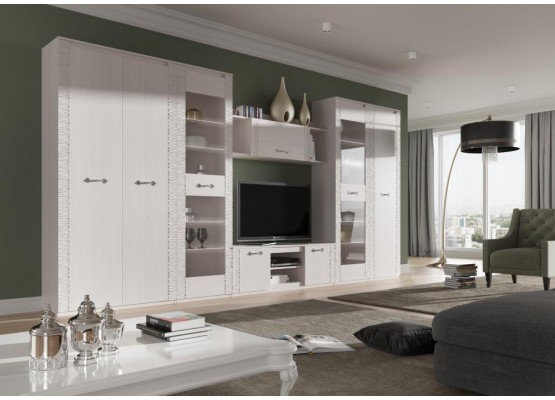 Витрина "Элана" гостиная Бодега белая, МебельГрад