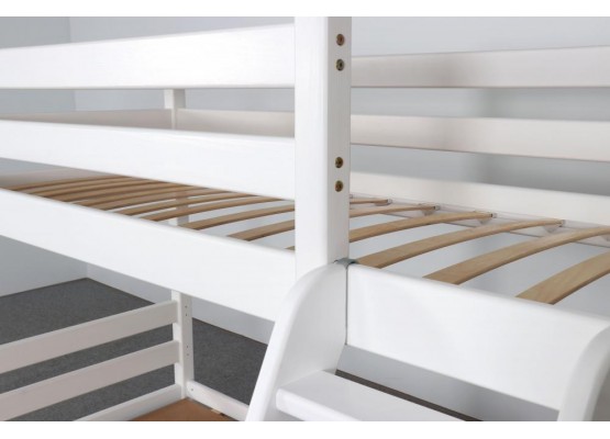 Кровать двухъярусная с наклонной лестницей "Адель" Белый полупрозрачный, МебельГрад