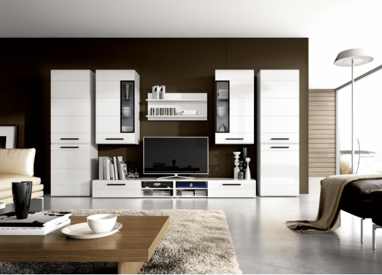 Шкаф-витрина "Кёльн" 1145 Белый Аляска / Белый глянец, МебельГрад