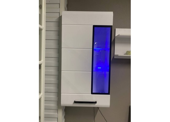 Шкаф-витрина "Кёльн" 1145 Белый Аляска / Белый глянец, МебельГрад