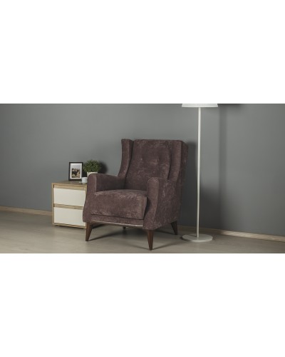 Кресло для отдыха «Плимут» Романс ява (тёмно-фиолетовый), Марвел шоколад (шоколадный) - 1
