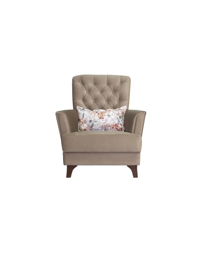 Кресло для отдыха «Ирис» Лекко десерт (карамельный тауп), Фибра 2885/5 (коричневые цветы) - 1