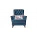 Кресло для отдыха «Ирис» Лекко океан (полуночно-синий), Фибра Менуэт (красно-синие букеты) - 1