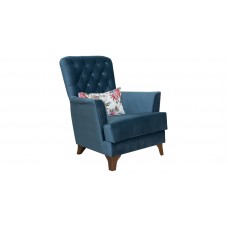 Кресло для отдыха «Ирис» Лекко океан (полуночно-синий), Фибра Менуэт (красно-синие букеты)