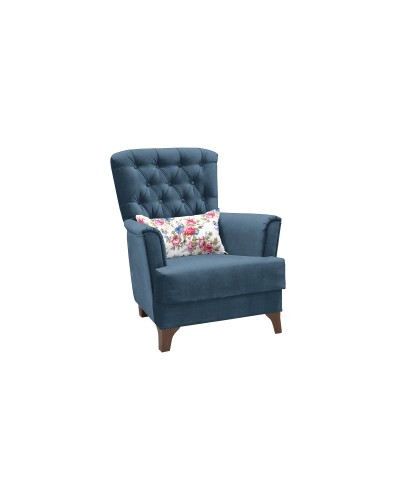 Кресло для отдыха «Ирис» Лекко океан (полуночно-синий), Фибра Менуэт (красно-синие букеты) - 7