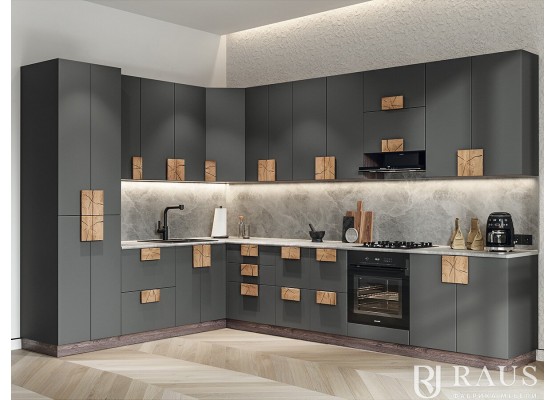 кухня монро серый глянец раус