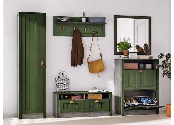 Модульная прихожая "Прованс" композиция #1 Дип зелёный, Раус