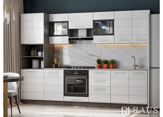 Инесса кухня 2.0 м Белый глянец Анкор светлый, Раус