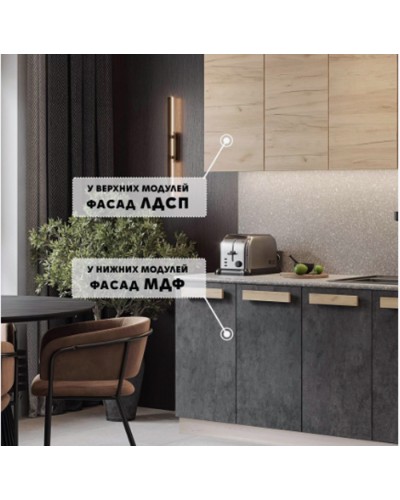 Кухня Тесс Раус комплект 2 м Пепельно серый, Раус