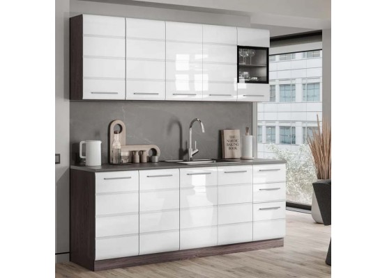 Инесса кухня 2 м Белый глянец Анкор темный, Раус