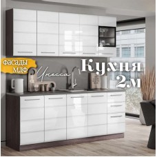 Инесса кухня 2 м Белый глянец Анкор темный