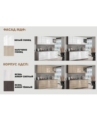 Инесса кухня 1.6 м Белый глянец, Раус