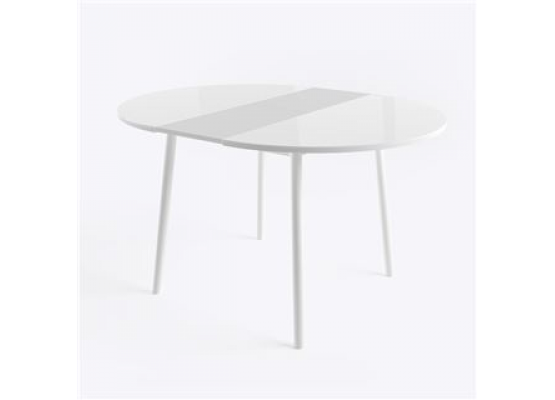 Стол круглый РАУНД раздвижной со стеклом D100(137х100) см, Белый/Белый, Поставщик №78
