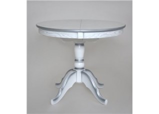 Стол Круглый (Патина серебро) Белый