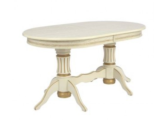 Стол овальный "Милорд-150" (90х150х200 / слоновая кость 1013/патина золото), Поставщик №78