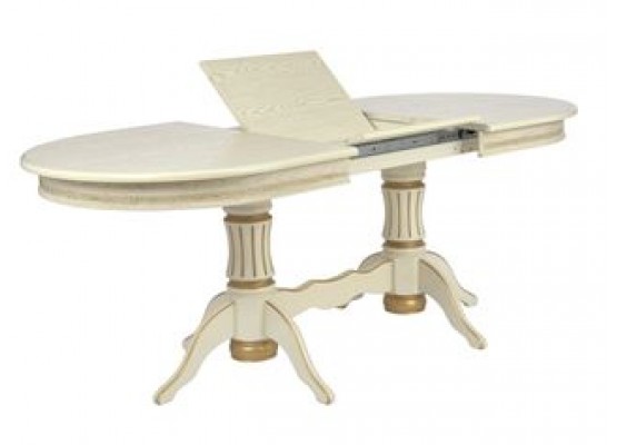 Стол овальный "Милорд-150" (90х150х200 / слоновая кость 1013/патина золото), Поставщик №78