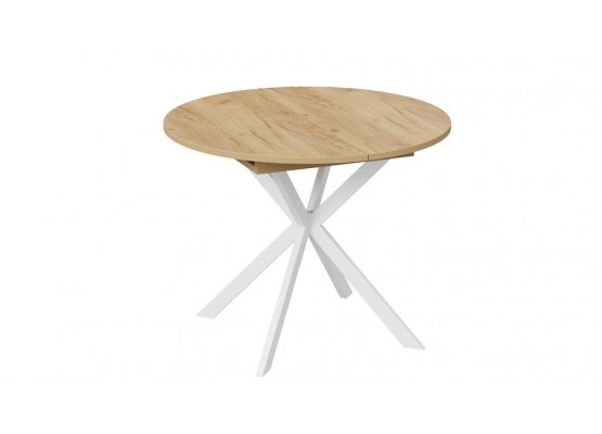 Стол обеденный раздвижной «Мэдисон» Тип 1 Белый, Светло-коричневый, ТриЯ