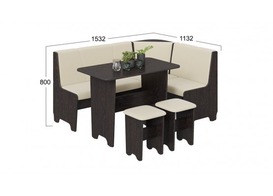 Кухонный уголок «Техас» Исп.1 Темно-коричневый, Бежевый, ТриЯ