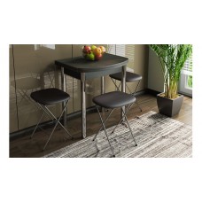 Стол обеденный с хромированными ножками «Лион (мини)» - СМ-204.01.2 Темно-коричневый