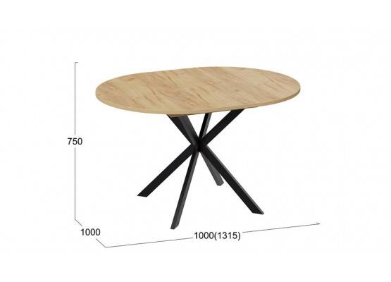 Стол обеденный раздвижной «Мэдисон» Тип 1 Черный, Светло-коричневый, ТриЯ