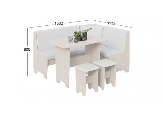 Кухонный уголок «Техас» Исп.1 Молочный, Белый, ТриЯ