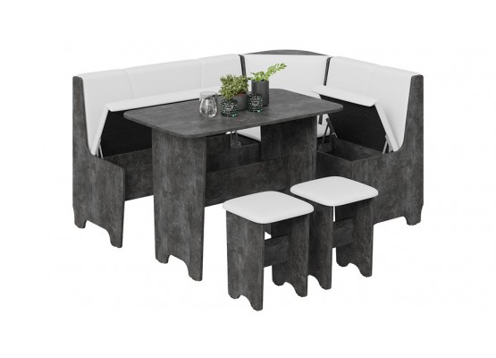 Кухонный уголок «Техас» Исп.1 Асфальтный, Белый, ТриЯ