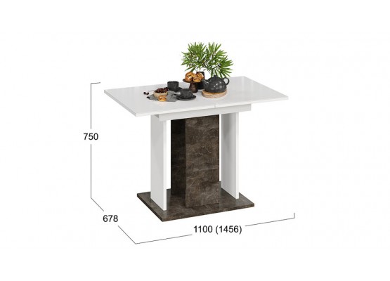 Стол раздвижной «Кёльн» Тип 1 - 008.000.000 Асфальтный, Белый, ТриЯ
