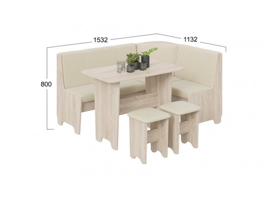 Кухонный уголок «Техас» Исп.1 Темно-бежевый, Бежевый, ТриЯ