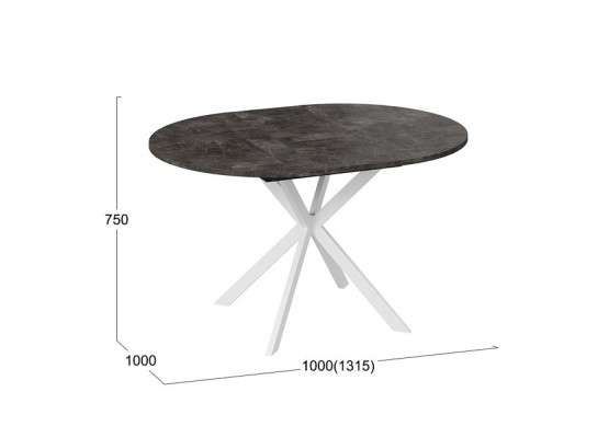 Стол обеденный раздвижной «Мэдисон» Тип 1 Белый, Асфальтный, ТриЯ