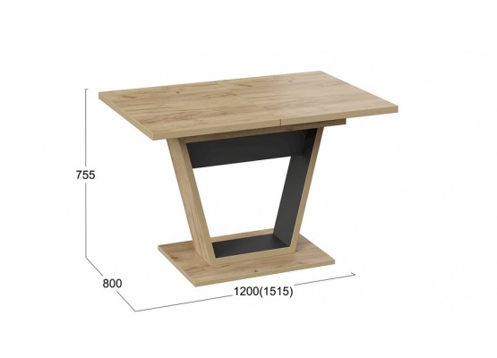 Стол обеденный «Гавана» Тип 1 Светло-коричневый, Черный, ТриЯ