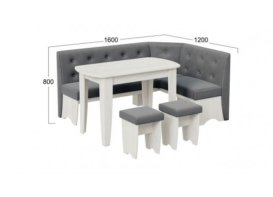 Кухонный уголок «Барселона» Платиновый, Серый, ТриЯ