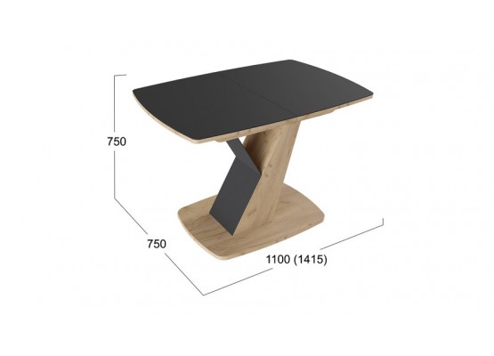 Стол обеденный «Гарда» Тип 1 Светло-коричневый, Черный, ТриЯ